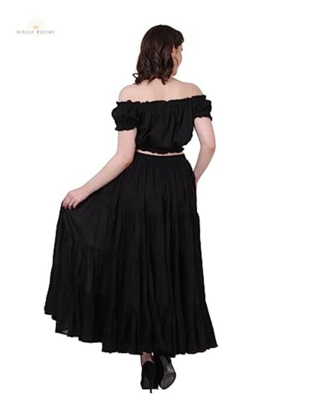 Plus Size 25 Yard Cotton Maxi Skirt Tiered Gypsy Belly Dance Flowy - Picture 4 of 6